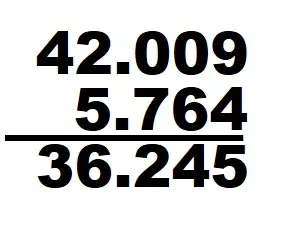 Subtraction of Decimals