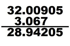 Subtraction of Decimals